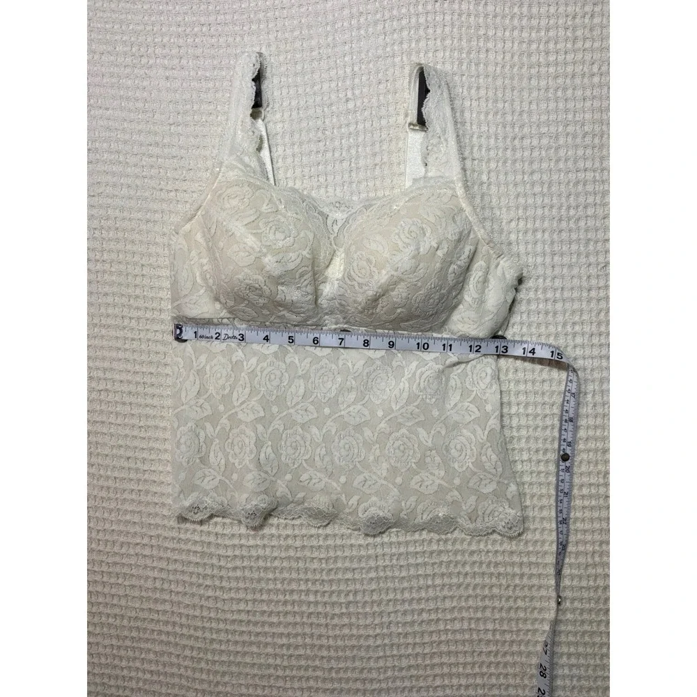 Classique Longline Bra Camisole Women 34B Ivory White Floral Lace 733 - Picture 2 of 6